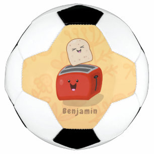 Cute kawaii toast and red toaster cartoon football