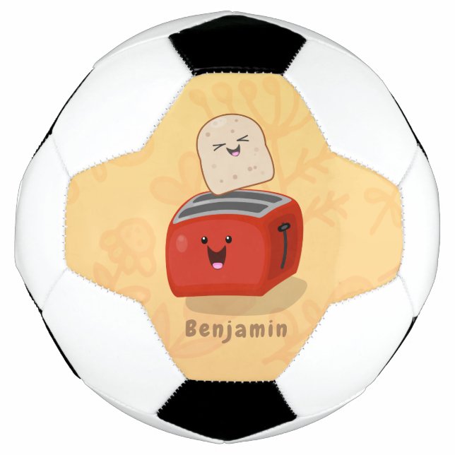 Cute kawaii toast and red toaster cartoon football (Front)