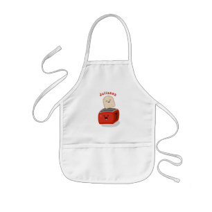 Cute kawaii toast and red toaster cartoon kids apron