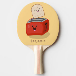 Cute kawaii toast and red toaster cartoon ping pong paddle