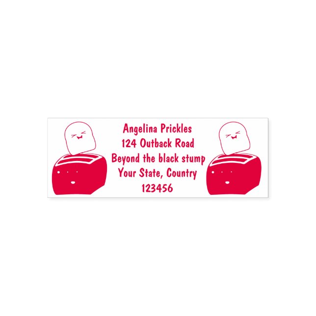 Cute kawaii toast and red toaster cartoon  self-inking stamp (Design)
