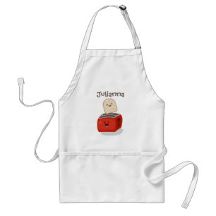Cute kawaii toast and red toaster cartoon standard apron