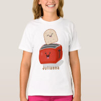 Cute kawaii toast and red toaster cartoon
