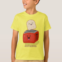 Cute kawaii toast and red toaster cartoon