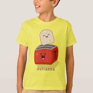 Cute kawaii toast and red toaster cartoon T-Shirt
