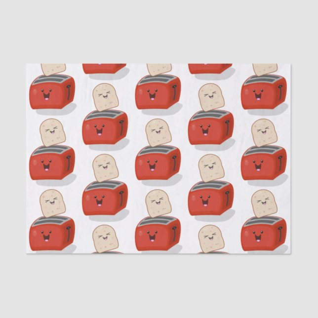 Cute kawaii toast and red toaster cartoon tissue paper (Front)