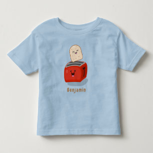 Cute kawaii toast and red toaster cartoon toddler T-Shirt