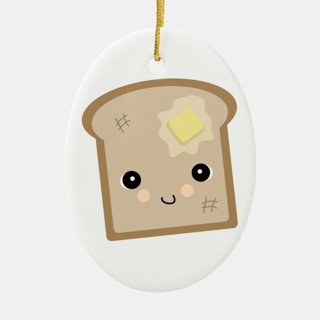 cute kawaii toast ceramic tree decoration (Front)