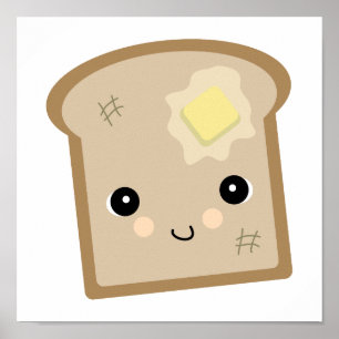 cute kawaii toast poster