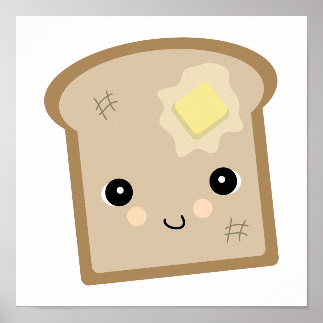 cute kawaii toast poster (Front)