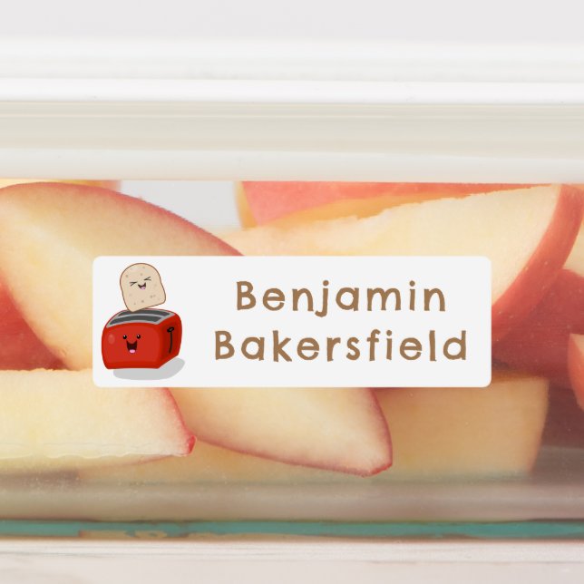 Cute kawaii toast red toaster cartoon personalised (Affixed)