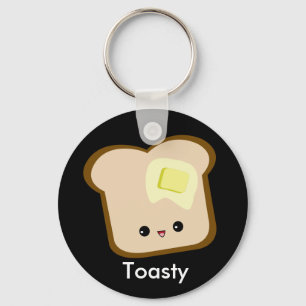 Cute kawaii toasty toast and butter keychain