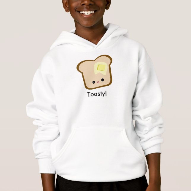 Cute Kawaii Toasty! Toast and Butter kids hoodie (Front)
