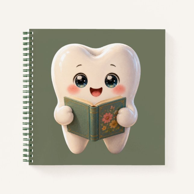 Cute Kawaii Tooth Character Notebook (Front)