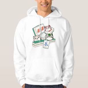 Cute Kawaii Trio of Mahjong Playing Cats Hoodie