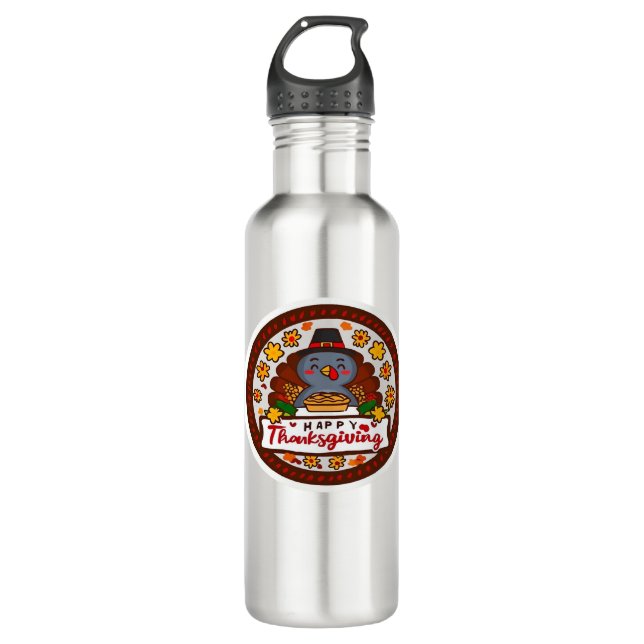 Cute Kawaii Turkey - Happy Thanksgiving Classic T- 710 Ml Water Bottle (Front)