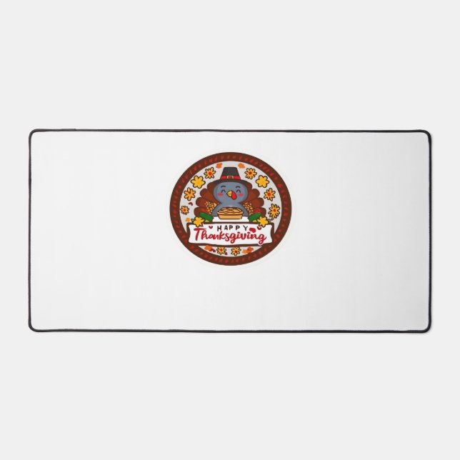 Cute Kawaii Turkey - Happy Thanksgiving Classic T- Desk Mat (Front)