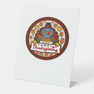 Cute Kawaii Turkey - Happy Thanksgiving Classic T- Pedestal Sign