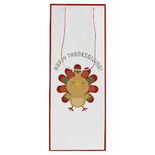Cute Kawaii Turkey Happy Thanksgiving Dinner Party Wine Gift Bag