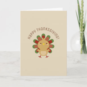 Cute Kawaii Turkey Happy Thanksgiving Greeting Card