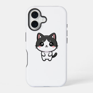 Cute Kawaii Tuxedo Cat Standing Character iPhone 16 Case