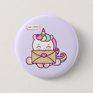 Cute Kawaii Unicorn Love Illustration 6 Cm Round Badge