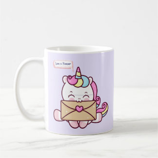 Cute Kawaii Unicorn Love Illustration Coffee Mug