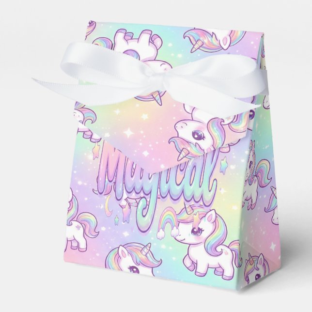 Cute Kawaii Unicorn Pastel Rainbow Magical Favour Box (Front Side)