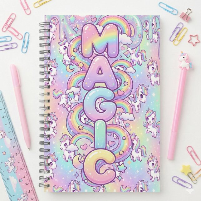 Cute Kawaii Unicorn Pastel Rainbow Magical Notebook (Creator Uploaded)