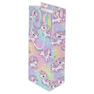 Cute Kawaii Unicorn Pastel Rainbow Magical  Wine Gift Bag