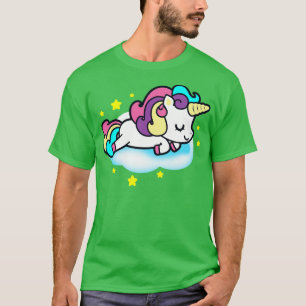 Cute Kawaii Unicorn Sleeping on Clouds Unicorn Gif T-Shirt