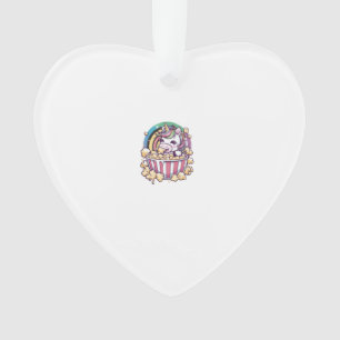Cute kawaii unicorn with popcorn Long Sleeve T-Shi Ornament