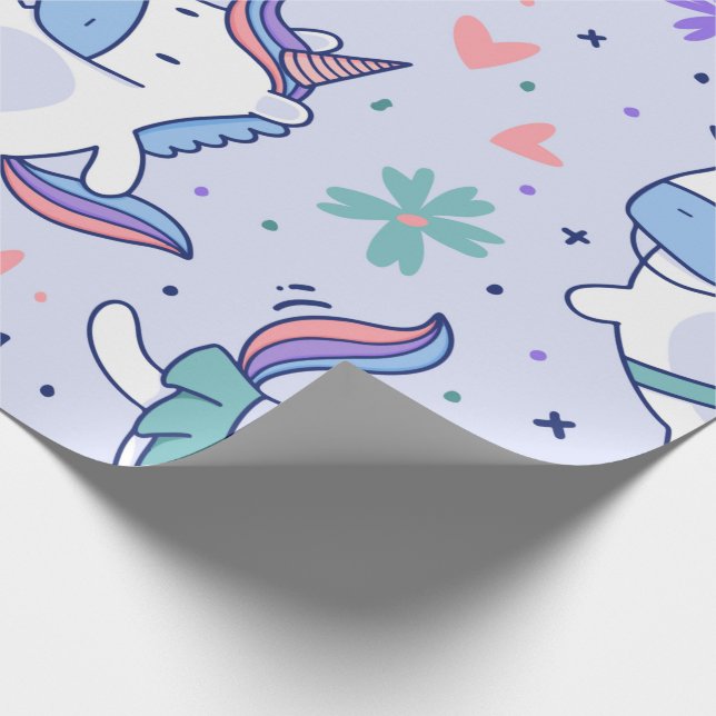 Cute Kawaii Unicorn Wrapping Paper (Corner)