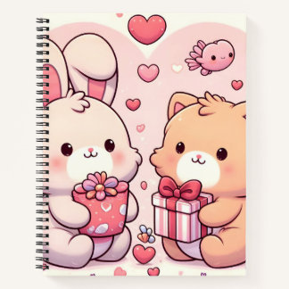 Cute Kawaii Valentine Bunny Bear Love Gift Notebook