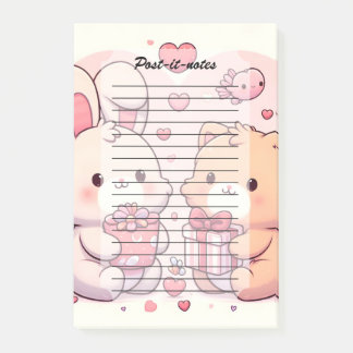 Cute Kawaii Valentine Bunny Bear Love Gift Post-it Notes