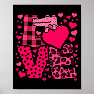 Cute Kawaii Valentine Crocodiles Love Hearts Valen Poster