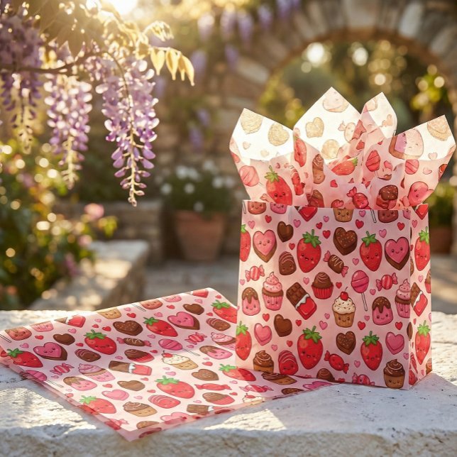 Cute Kawaii Valentine Sweets Treats Pattern Tissue Paper (Creator Uploaded)