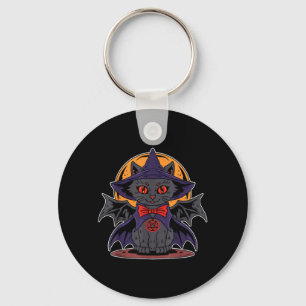 Cute Kawaii Vampire Witch Bat Wings Moon Halloween Key Ring