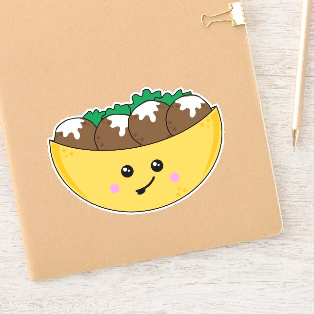 Cute Kawaii Vegetarian Falafel in Pitta Bread Food (Notebook)