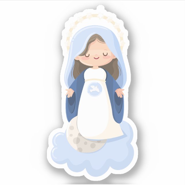 Cute Kawaii Virgin Mary Sticker (Front)