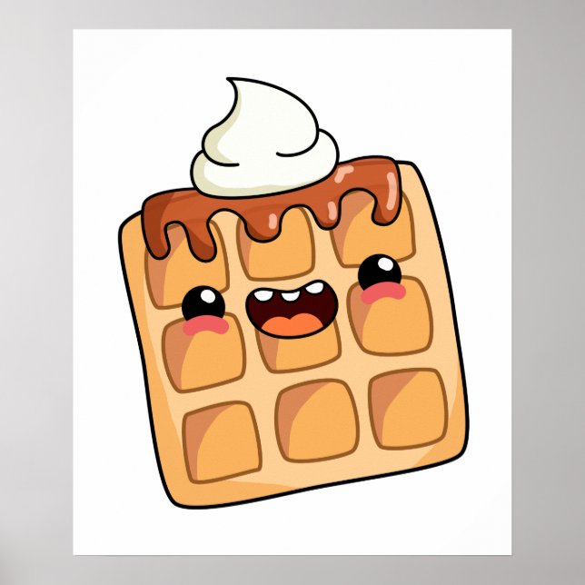 Cute Kawaii Waffle Poster (Front)