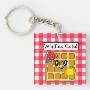 Cute Kawaii Waffle Pun Key Ring