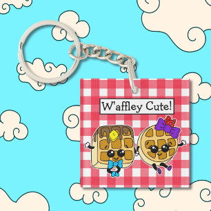 Cute Kawaii Waffle Pun Key Ring