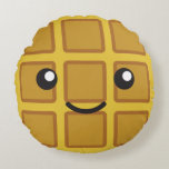 Cute Kawaii Waffle Round Cushion<br><div class="desc">Cute Kawaii Waffle</div>
