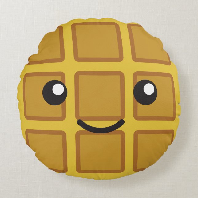 Cute Kawaii Waffle Round Cushion (Front)