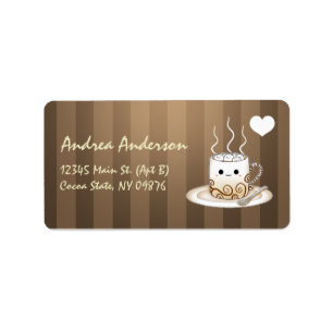 Cute kawaii warm cocoa drink label