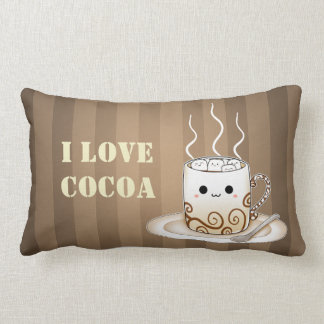 Cute kawaii warm cocoa drink lumbar cushion