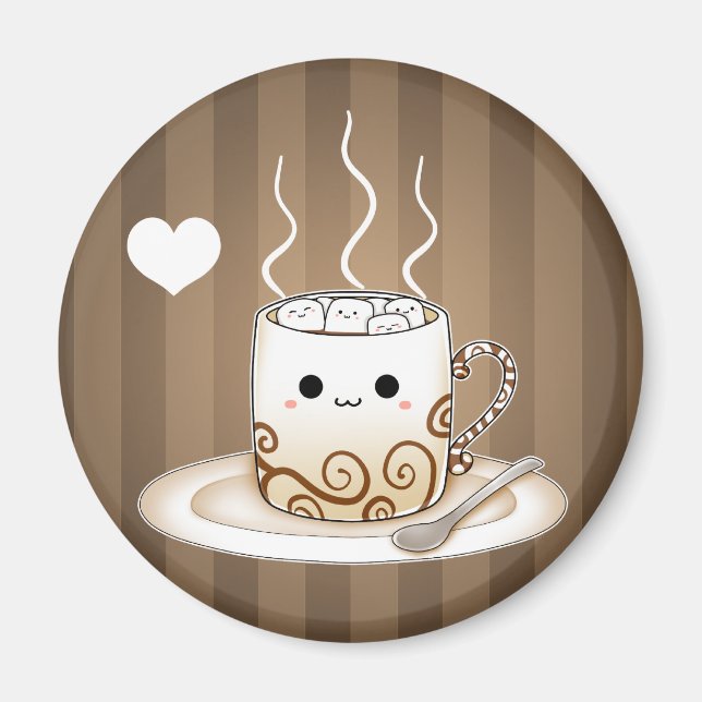 Cute kawaii warm cocoa drink magnet (Front)