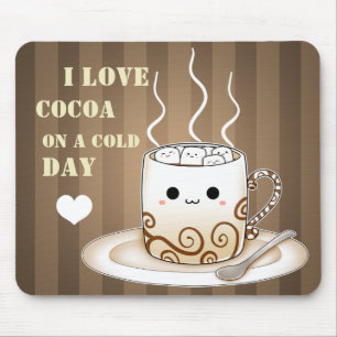 Cute kawaii warm cocoa drink mouse mat