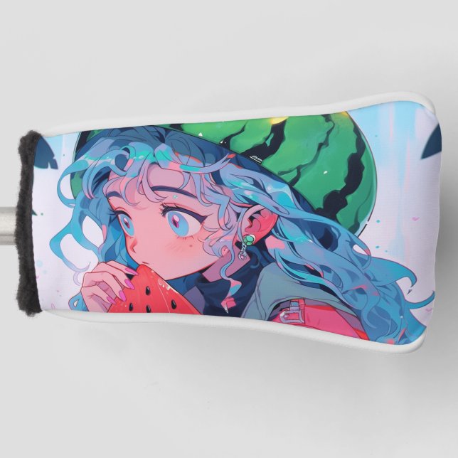 Cute Kawaii Watermelon Fruit Nature Anime Girl Golf Head Cover (Front)